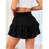 imageSOLY HUX Womens Ruffle Shorts Pleated Mini Skirt Y2k Layered Casual Beach Shorts Shirred Flowy SkortSolid Black