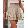 imageSOLY HUX Womens Ruffle Shorts Pleated Mini Skirt Y2k Layered Casual Beach Shorts Shirred Flowy SkortSolid Khaki