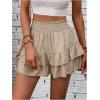 imageSOLY HUX Womens Ruffle Shorts Pleated Mini Skirt Y2k Layered Casual Beach Shorts Shirred Flowy SkortSolid Khaki