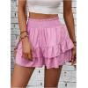 imageSOLY HUX Womens Ruffle Shorts Pleated Mini Skirt Y2k Layered Casual Beach Shorts Shirred Flowy SkortSolid Pink