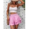 imageSOLY HUX Womens Ruffle Shorts Pleated Mini Skirt Y2k Layered Casual Beach Shorts Shirred Flowy SkortSolid Pink
