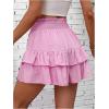 imageSOLY HUX Womens Ruffle Shorts Pleated Mini Skirt Y2k Layered Casual Beach Shorts Shirred Flowy SkortSolid Pink