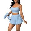 imageSOLY HUX Womens Sexy 2 Piece Mini Skirt Sets Birthday Club Outfits Rave Concert Partywear Tennis Outfits SetPure Blue