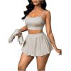 imageSOLY HUX Womens Sexy 2 Piece Mini Skirt Sets Birthday Club Outfits Rave Concert Partywear Tennis Outfits SetPure Khaki