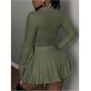 imageSOLY HUX Womens Skirt Sets 2 Piece Outfits Long Sleeve Crop Top with Pleated Mini Skirt Set Party Outfits for WomenArmy Green