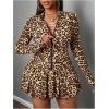 imageSOLY HUX Womens Skirt Sets 2 Piece Outfits Long Sleeve Crop Top with Pleated Mini Skirt Set Party Outfits for WomenKhaki Leopard