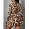 imageSOLY HUX Womens Skirt Sets 2 Piece Outfits Long Sleeve Crop Top with Pleated Mini Skirt Set Party Outfits for WomenKhaki Leopard