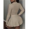 imageSOLY HUX Womens Skirt Sets 2 Piece Outfits Long Sleeve Crop Top with Pleated Mini Skirt Set Party Outfits for WomenLight Grey