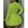 imageSOLY HUX Womens Skirt Sets 2 Piece Outfits Long Sleeve Crop Top with Pleated Mini Skirt Set Party Outfits for WomenMint Green
