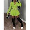 imageSOLY HUX Womens Skirt Sets 2 Piece Outfits Long Sleeve Crop Top with Pleated Mini Skirt Set Party Outfits for WomenMint Green