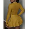 imageSOLY HUX Womens Skirt Sets 2 Piece Outfits Long Sleeve Crop Top with Pleated Mini Skirt Set Party Outfits for WomenMustard Yellow