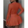 imageSOLY HUX Womens Skirt Sets 2 Piece Outfits Long Sleeve Crop Top with Pleated Mini Skirt Set Party Outfits for WomenPlain Redwood