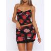 imageSOLY HUX Womens Summer Mesh Mini Skirt Sets 2 Piece Sexy Crop Camisole Tops Skirts Y2K Suit Going Out OutfitsBlack Floral