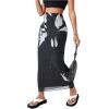imageSOLY HUX Womens Summer Mesh Print Bodycon Long Skirts High Waist Beach Midi SkirtBlack Printed