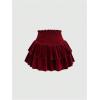 imageSOLY HUX Womens Velvet Mini Skirts Layered Ruffle Shirred High Waisted Flowy Party Cocktail SkirtPure Red