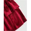 imageSOLY HUX Womens Velvet Mini Skirts Layered Ruffle Shirred High Waisted Flowy Party Cocktail SkirtPure Red