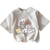 imageSOLY HUX Girls Cartoon Graphic Tees Short Sleeve Cat Print Cute T Shirt Summer TopsWhite Cartoon