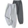 imageSOLY HUX Girls Elastic Waist Sweatpants Casual Thermal Lined Jogger Pants with Pockets 2 Piece SetGrey Multi