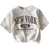 imageSOLY HUX Girls Letter Graphic Tees Short Sleeve Drop Shoulder Summer T Shirt TopsWhite Letter
