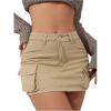 imageSOLY HUX Womens Denim Cargo Skirts Y2k Low Waist Bodycon Mini Skirt Jean Skirts with PocketPure Khaki