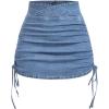 imageSOLY HUX Womens Denim Skirts Ruched High Waisted Side Drawstring Bodycon Mini Skirt Summer ClothesLight Wash