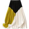 imageSOLY HUX Womens Plus Size Color Block Pleated Skirt Elastic High Waist A Line Midi SkirtsBlack and Yellow