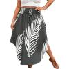 imageSOLY HUX Womens Plus Size Skirt Leaf Print Shirred Tie Front High Waist A Line Summer Long SkirtsMulticoloured Leaf