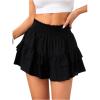 imageSOLY HUX Womens Ruffle Shorts Pleated Mini Skirt Y2k Layered Casual Beach Shorts Shirred Flowy SkortSolid Black