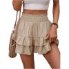 imageSOLY HUX Womens Ruffle Shorts Pleated Mini Skirt Y2k Layered Casual Beach Shorts Shirred Flowy SkortSolid Khaki