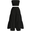 imageSOLY HUX Womens Summer 2 Piece Skirt Outfits Strapless Crop Tube Top and Ruffle Flowy Skirt SetPlain Black