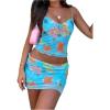 imageSOLY HUX Womens Summer Mesh Mini Skirt Sets 2 Piece Sexy Crop Camisole Tops Skirts Y2K Suit Going Out OutfitsBlue Floral