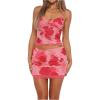 imageSOLY HUX Womens Summer Mesh Mini Skirt Sets 2 Piece Sexy Crop Camisole Tops Skirts Y2K Suit Going Out OutfitsPink Printed