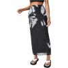 imageSOLY HUX Womens Summer Mesh Print Bodycon Long Skirts High Waist Beach Midi SkirtBlack Printed