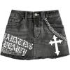 imageSOLY HUX Womens Y2K Gothic Bodycon Denim Skirts Grunge Punk Mini Skirt Music Festival OutfitsBlack Printed