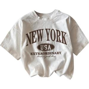 imageSOLY HUX Girls Letter Graphic Tees Short Sleeve Drop Shoulder Summer T Shirt TopsWhite Letter