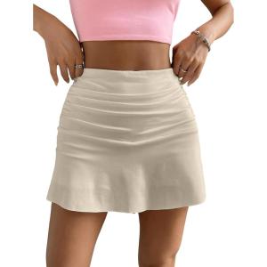 imageSOLY HUX Tennis Skirts for Women Ruffle Hem Skirt Athletic Golf Skorts Skirt with Shorts A Line Daily Workout SkirtsPure Khaki