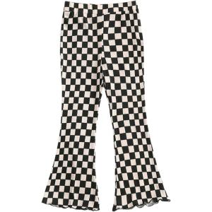 imageSOLY HUX Toddler Girls Checkered Flare Leggings High Waisted Bell Bottom Pants Workout Athletic TrousersBlack and Beige