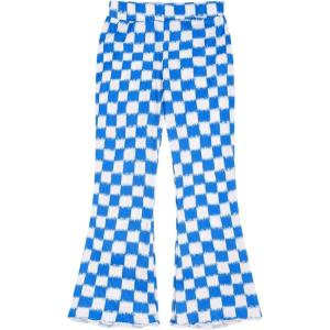 imageSOLY HUX Toddler Girls Checkered Flare Leggings High Waisted Bell Bottom Pants Workout Athletic TrousersBlue and White