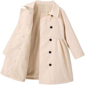 imageSOLY HUX Toddler Girls Double Breasted Long Sleeve Trench Coat Teddy Lined Outerwear Winter Pea CoatsSolid Beige