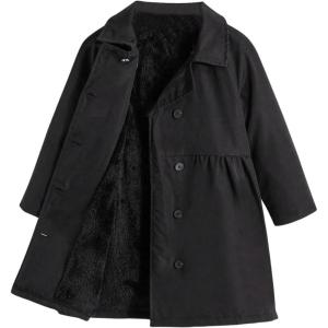 imageSOLY HUX Toddler Girls Double Breasted Long Sleeve Trench Coat Teddy Lined Outerwear Winter Pea CoatsSolid Black