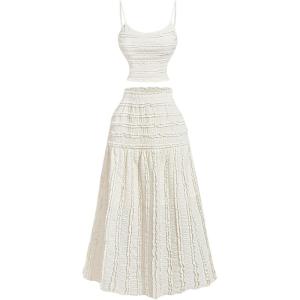 imageSOLY HUX Womens Summer Camisole and Long Skirts 2 Piece Skirt Set Beach Vacation OutfitsPure Apricot