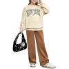 imageSOLY HUX Cute Clothes for Girls Sweatsuit Sets Crewneck Casual Sweatpants 2 Piece Outfits Sweatshirt and PantsBeige Brown Leopard