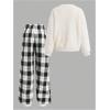 imageSOLY HUX Cute Clothes for Girls Sweatsuit Sets Crewneck Casual Sweatpants 2 Piece Outfits Sweatshirt and PantsBlack White Plaid