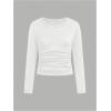 imageSOLY HUX Girls 3 Piece T Shirt Crew Neck Long Sleeve Ruched Crop Tops Slim Fit Solid Basic TeeBlack Grey and White