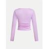imageSOLY HUX Girls 3 Piece T Shirt Crew Neck Long Sleeve Ruched Crop Tops Slim Fit Solid Basic TeeBlack Purple and Light Blue