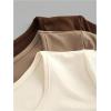 imageSOLY HUX Girls 3 Piece T Shirt Crew Neck Long Sleeve Ruched Crop Tops Slim Fit Solid Basic TeeBrown Khaki and Apricot