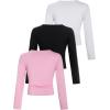 imageSOLY HUX Girls 3 Piece T Shirt Crew Neck Long Sleeve Ruched Crop Tops Slim Fit Solid Basic TeeMulti