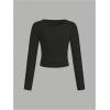 imageSOLY HUX Girls 3 Piece T Shirt Crew Neck Long Sleeve Ruched Crop Tops Slim Fit Solid Basic TeeMulticoloured