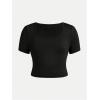 imageSOLY HUX Girls Crop Tops Cute Clothes 3 Pack Square Neck Short Sleeve T Shirts Basic Slim Fitted TeesBeige Brown Black