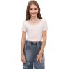 imageSOLY HUX Girls Crop Tops Cute Clothes 3 Pack Square Neck Short Sleeve T Shirts Basic Slim Fitted TeesMauve Purple Black White